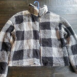 SHEIN Black and Gray Sherpa Jacket